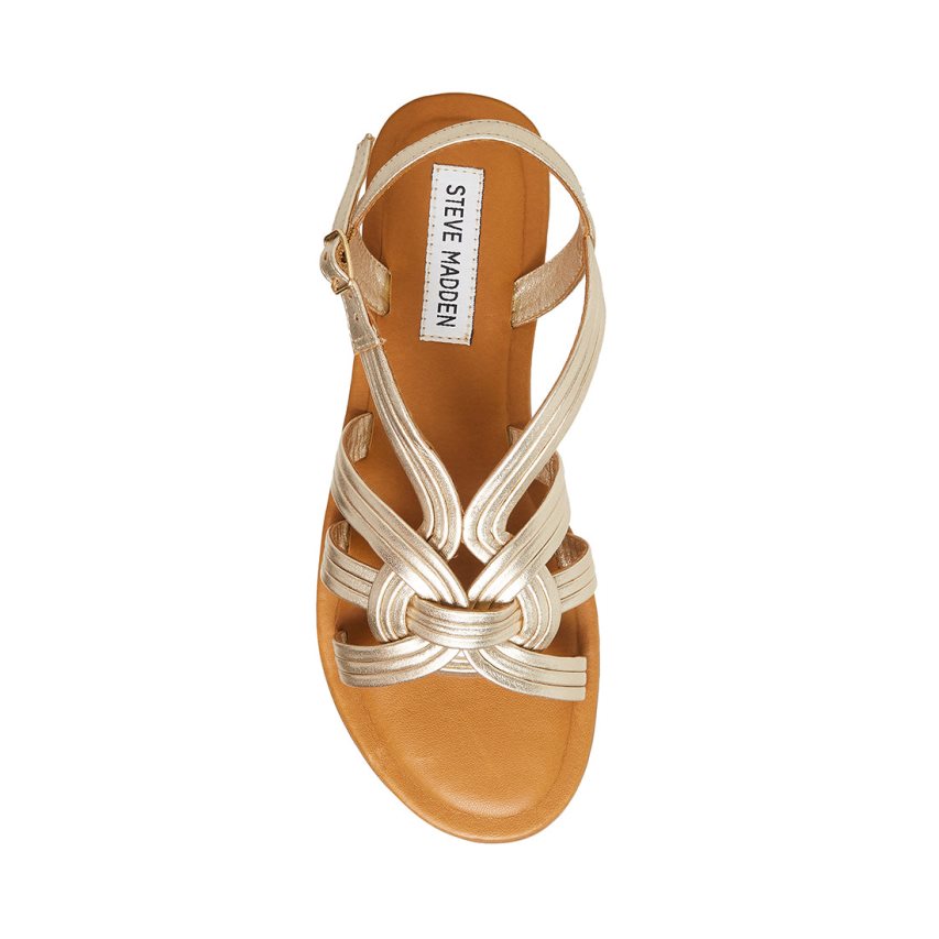 Gold Steve Madden Prim Women's Flat Sandals | PH 1278AW16